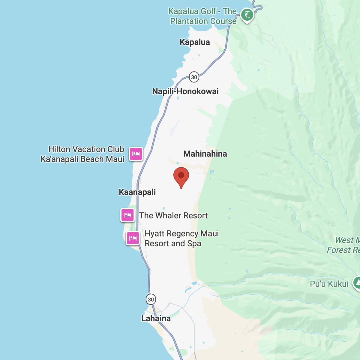 Map of O'Raleigh's Ohana in Lahaina, Hawaii